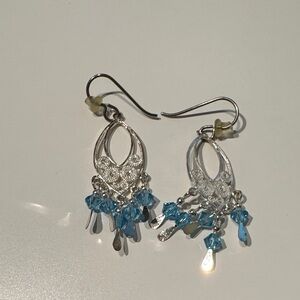 Elegant Silver and Blue Dangle Earrings